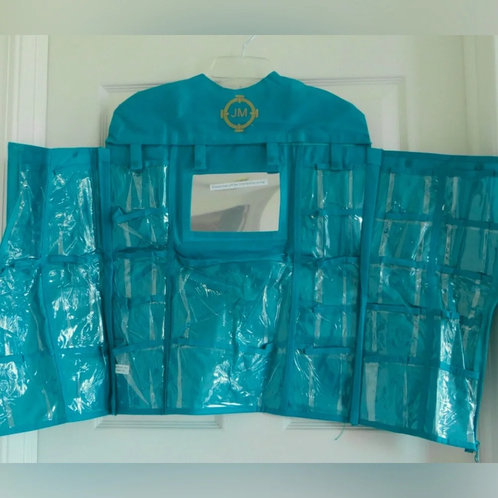 Blue-Green Joy Mangano mirror 28 pocket organizer - New